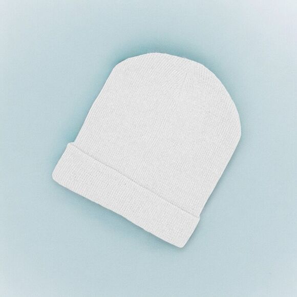 White Rib Knit Acrylic Lightweight Beanie Hat NEW - Picture 2 of 4